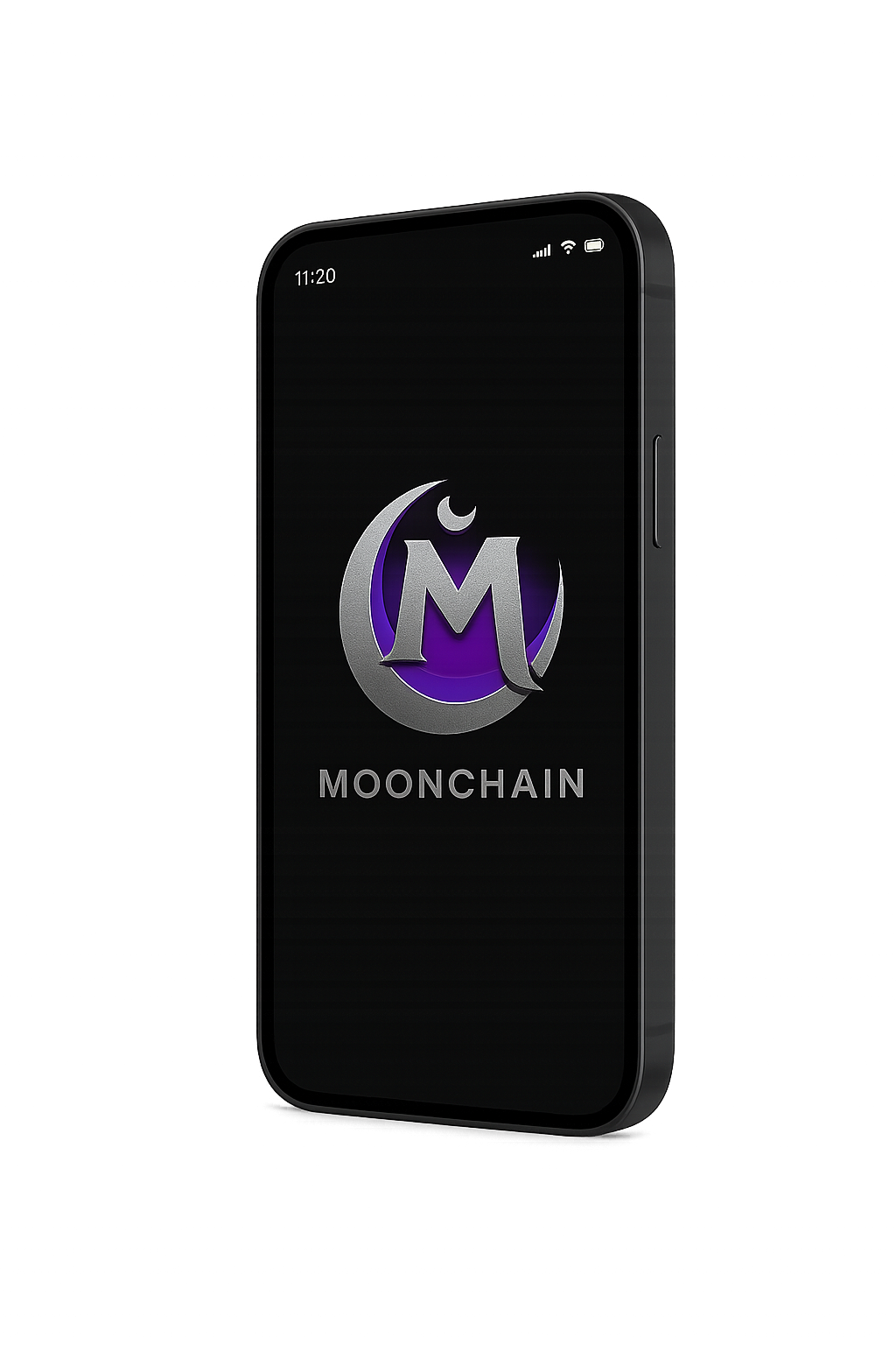 Mock-up do aplicativo MoonChain em um smartphone